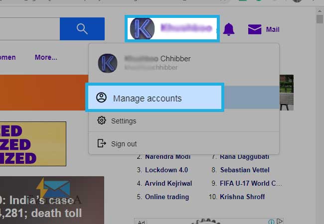 click on Manage Accounts