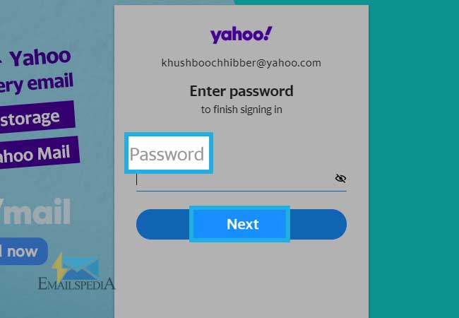 authentication failed error message yahoo email