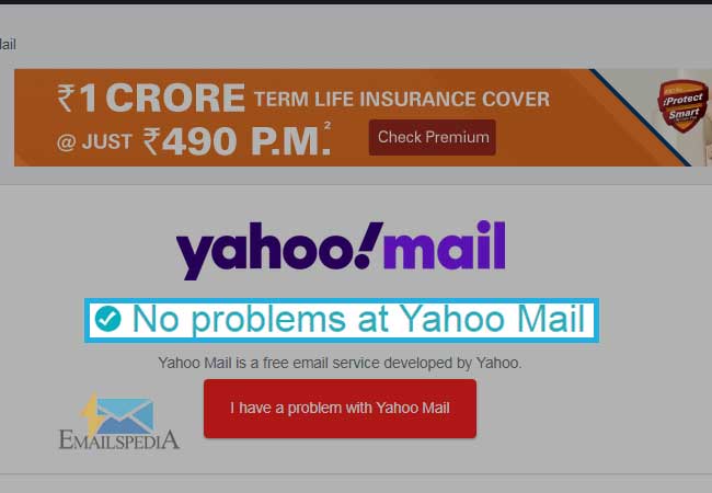 No problems at Yahoo Mail