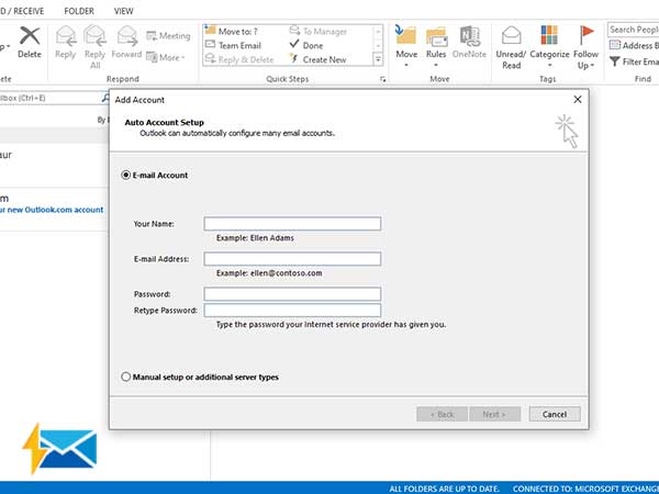 setting up two email accounts in outlook