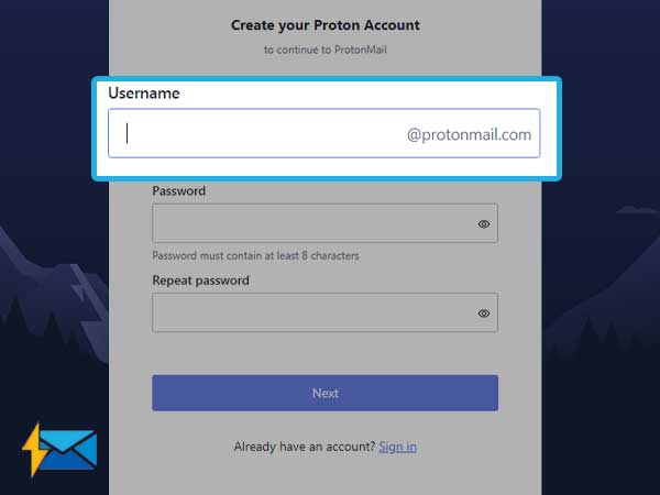 create a username for Protonmail