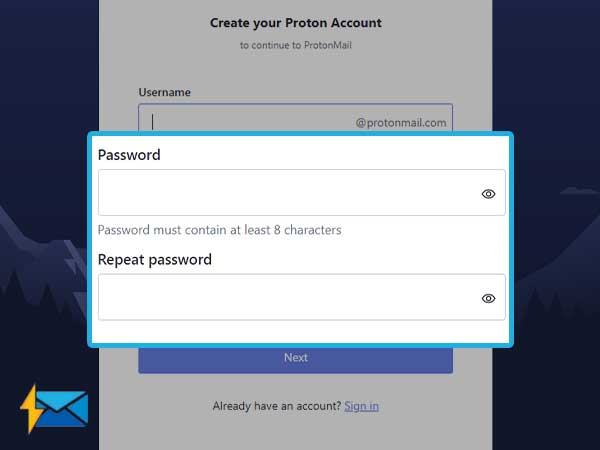 create a password for Protonmail