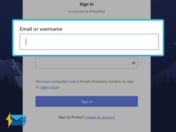 enter Protonmail username  