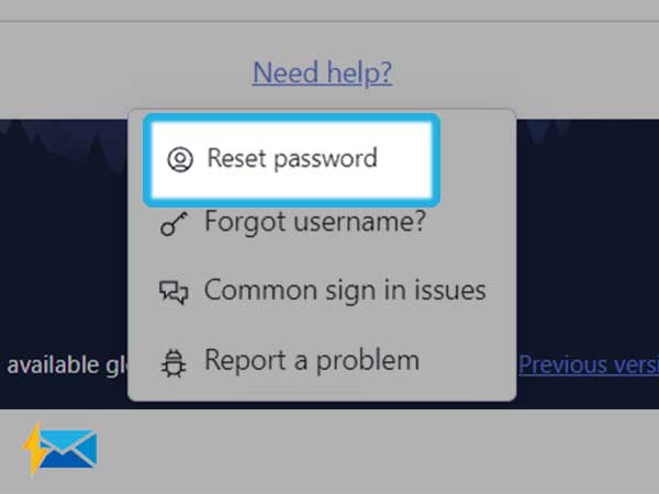 select Reset Password 