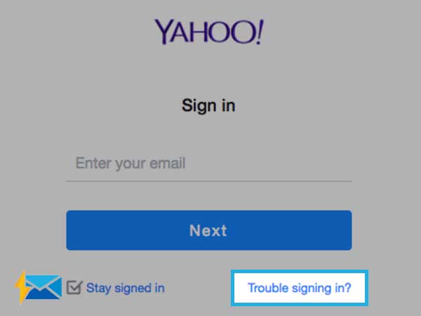Yahoo account recovery page
