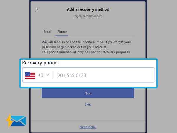 enter recovery methods for Protonmail