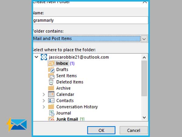 select large folders in outlook 