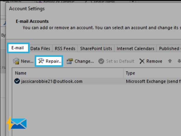select Repair on Outlook 