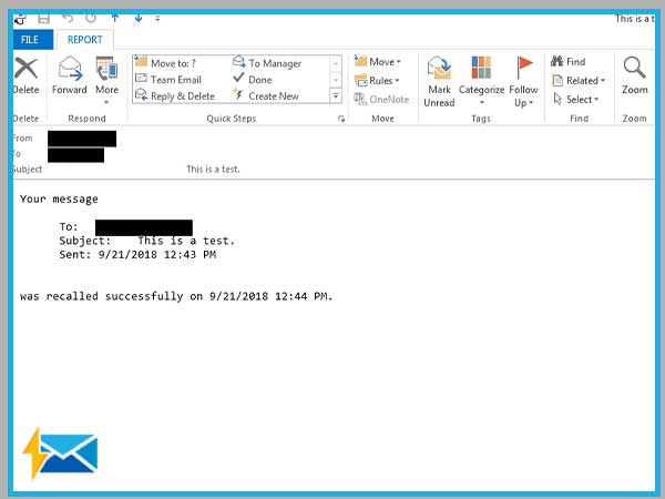 Successful Outlook email recall