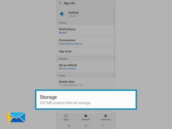 Go to “Storage” for Android Apps