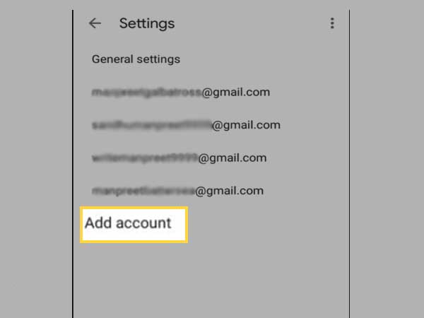 Open “add account” option on Android