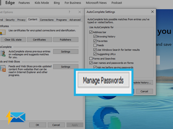 open manage password 