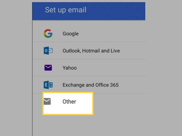 Select “Other” from email services.