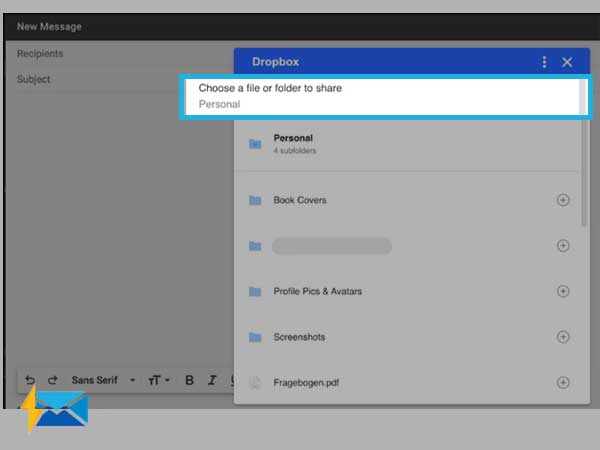 Choose a file or folder from your Dropbox account to share.