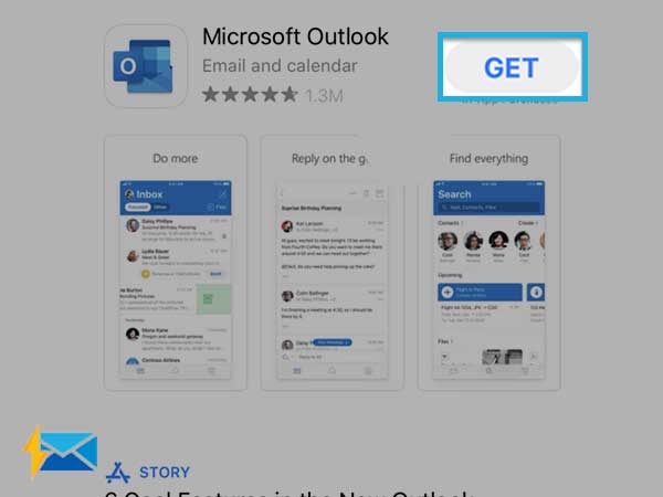 Microsoft Outlook Get button