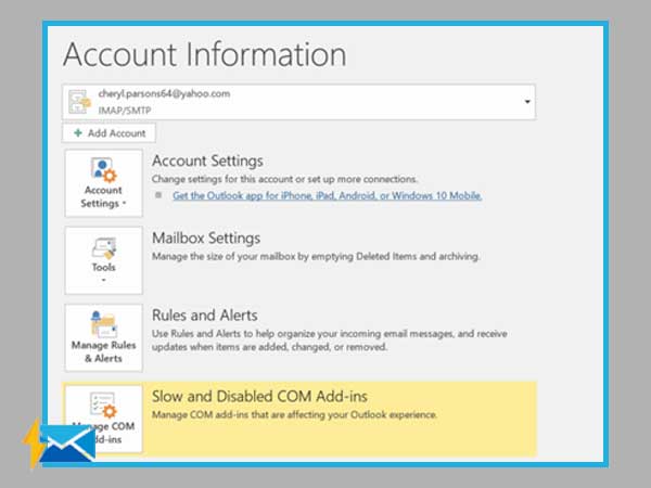 Outlook account Information