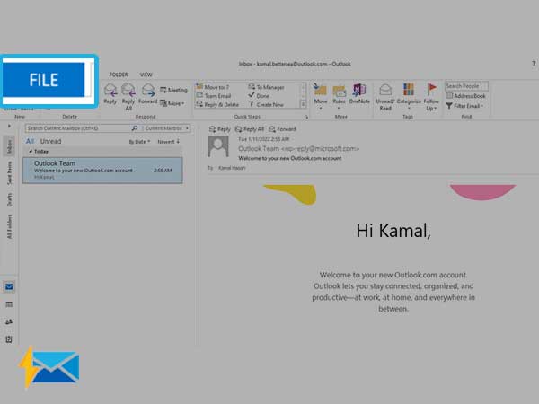 Open Outlook “File” option 