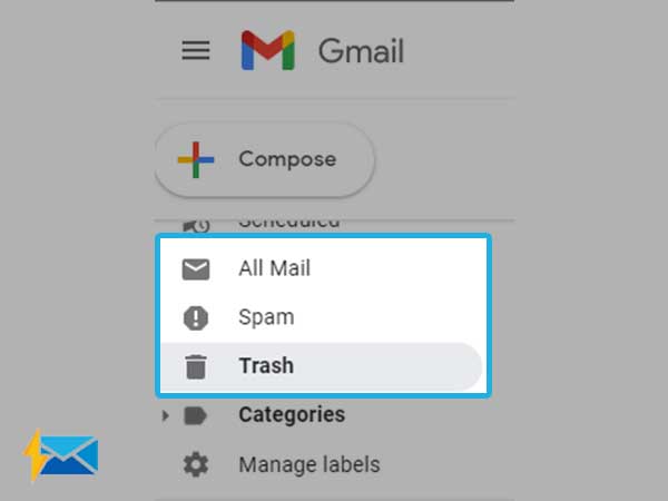Checking mail, spam, and trash folder