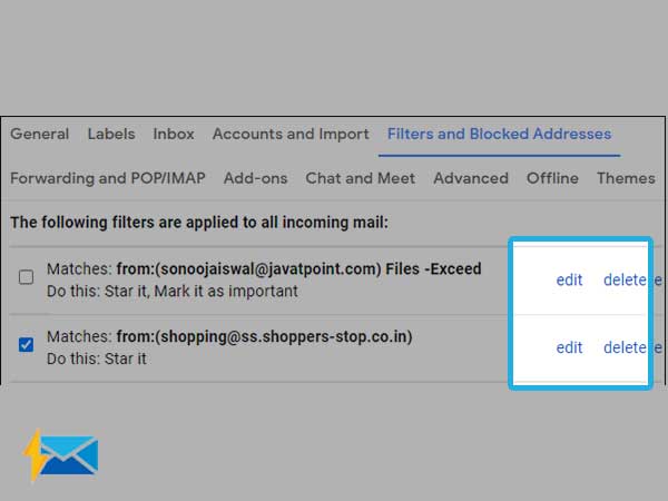 Edit or Delete filters in Gmail