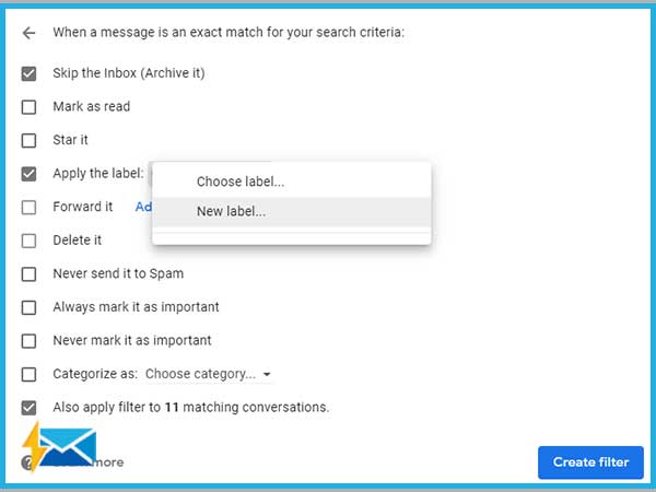 Gmail create filter