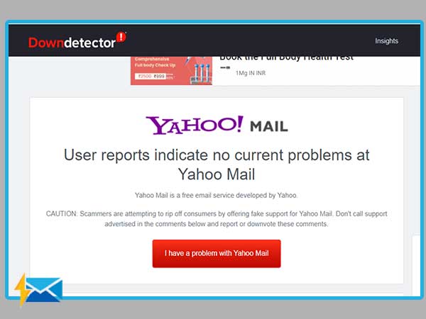 Downdetector site to check Yahoo server status 