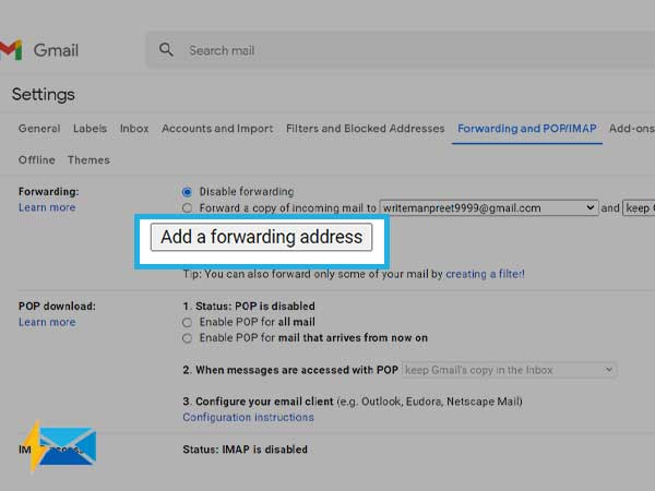 Add a forwarding address