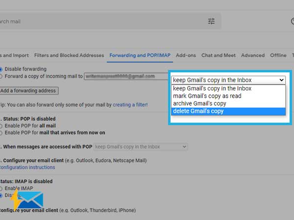 Delete Gmail’s Copy