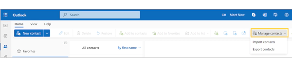 Click on Manage Contacts and select Import Contacts