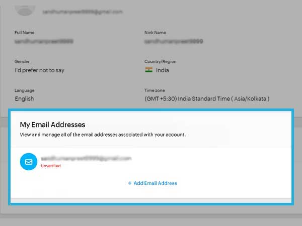 select the Zoho mail address