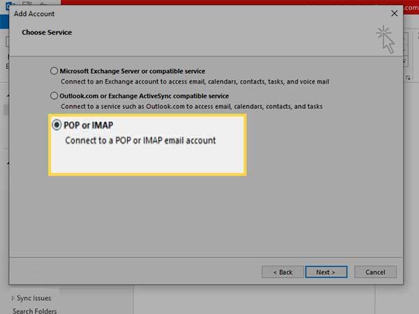 Choose POP or IMAP