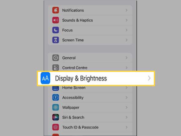 go to Display and Brightness