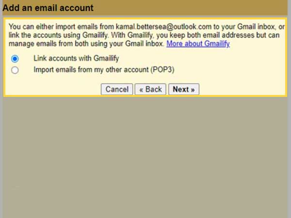 Link Google accounts Gmailify