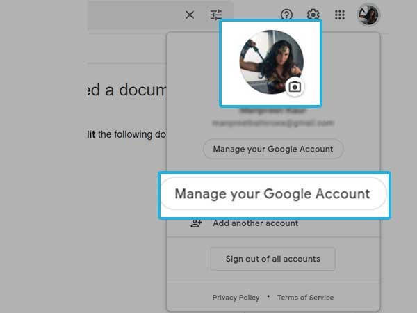 manage your Google account.