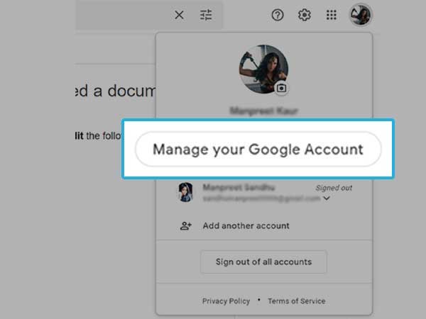 “Manage Your Google Account.”