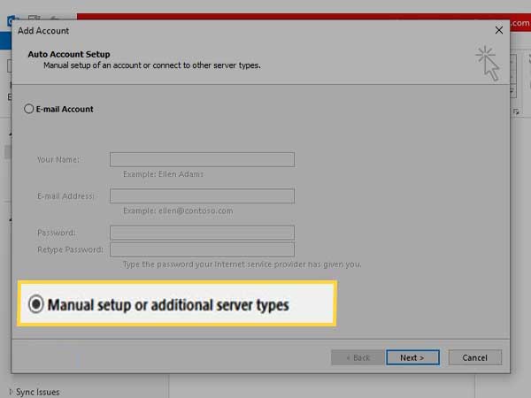 choose manual setup or additional server types