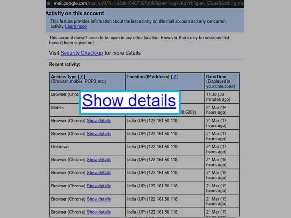 Google account ip address