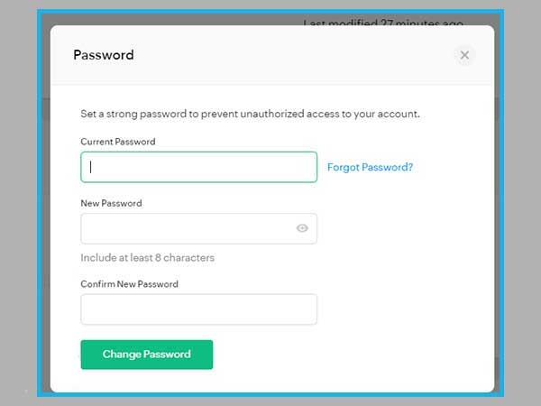 Create new account password
