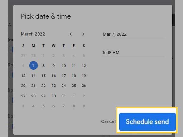 time and tap on “Schedule Send