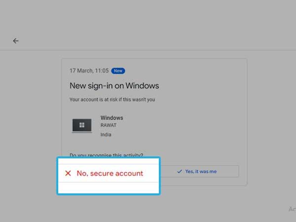  Google account not secure