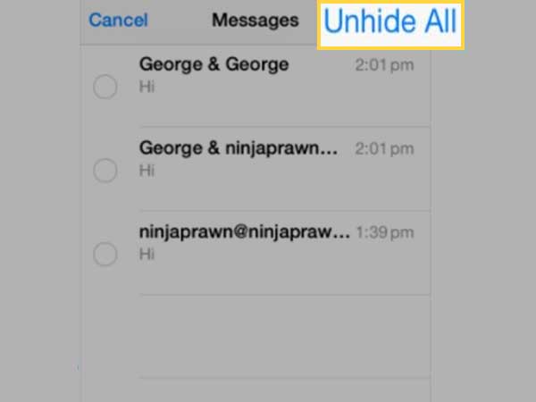 Unhide the messages
