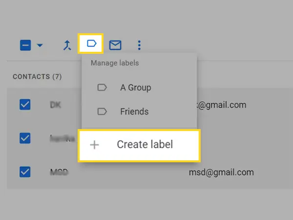Click on the label icon and select Create label