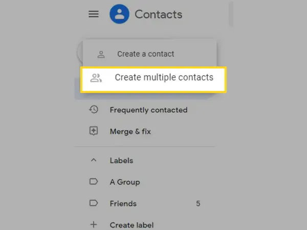 Select Create Multiple Contacts