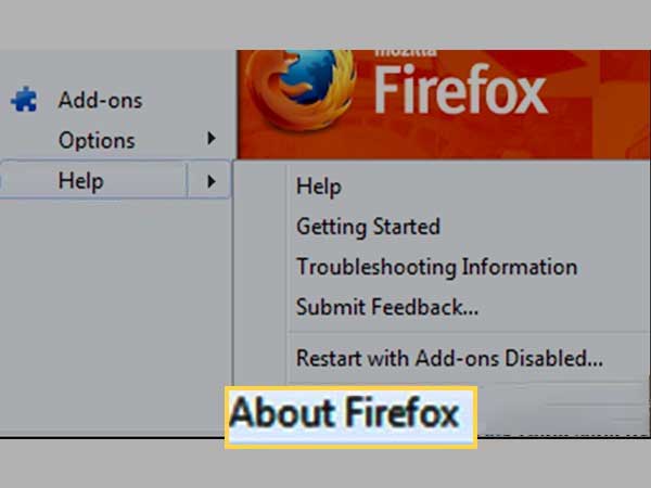 Click on About Firefox