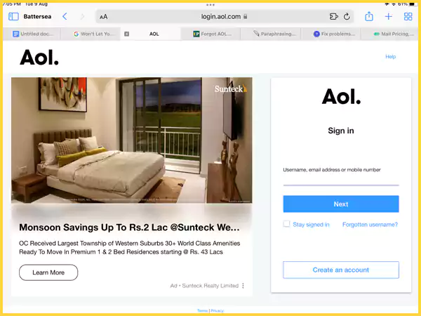 AOL Sign In Page