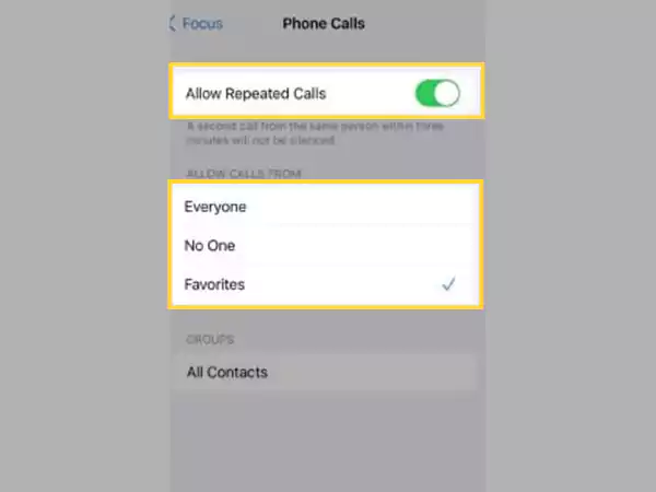 Select the Everyone option and enable Allow Repeated Calls.