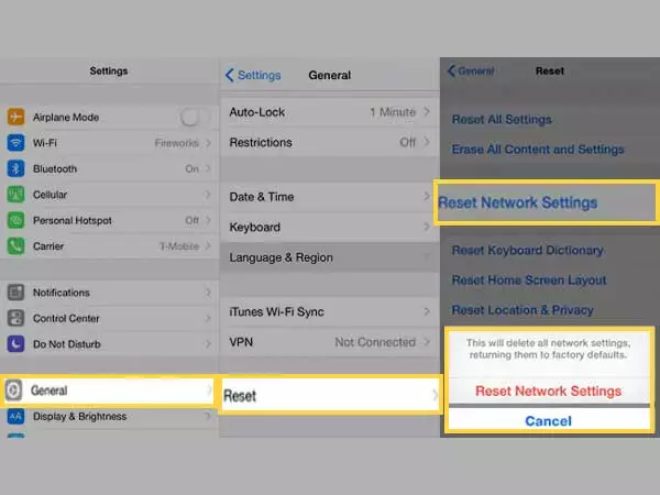 Reset Network Setting iPhone