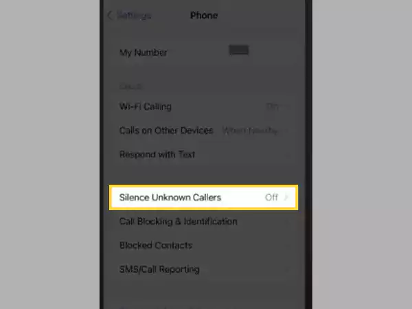 Select the Silence Unknown Callers.