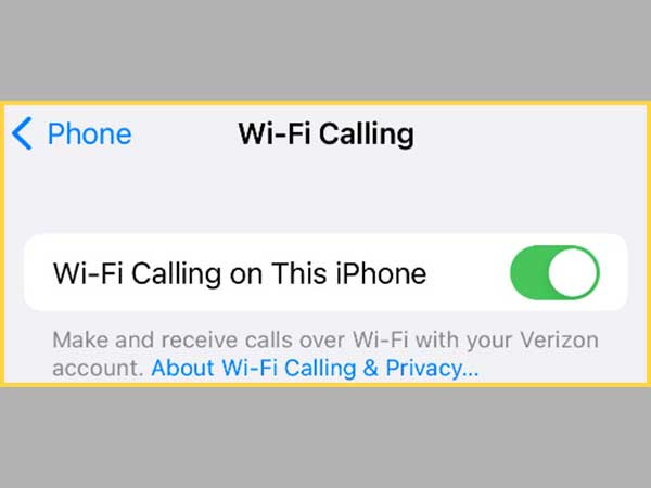 Wi-Fi calling feature