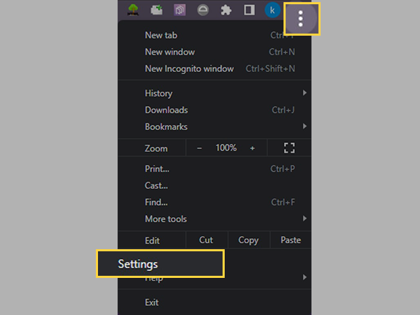 Click on the menu icon and select Settings.