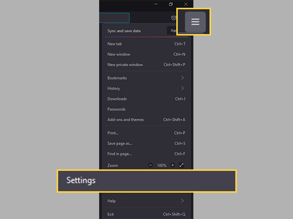 Click on the menu icon and select Settings.